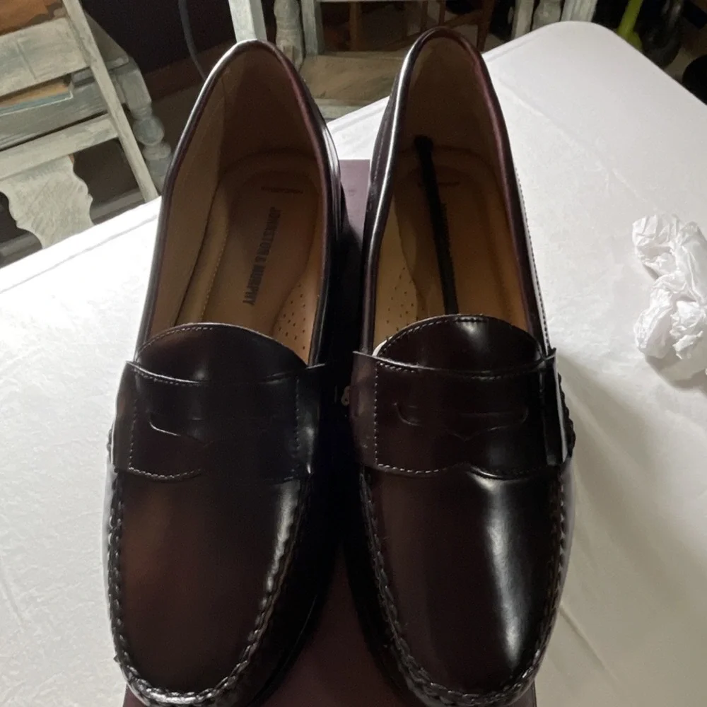 Johnston & Murphy Hayes Penny Men's Burgundy Leather Loafers 10.5W 15-1093